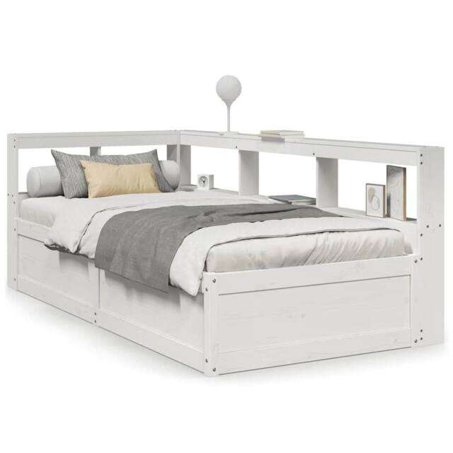 Berkfield Home Bookcase Bed without Mattress White 75x190cm Solid Wood Pine - Size: 75x190 cm - image 1
