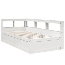 Berkfield Home Bookcase Bed without Mattress White 75x190cm Solid Wood Pine - Size: 75x190 cm - thumbnail 3