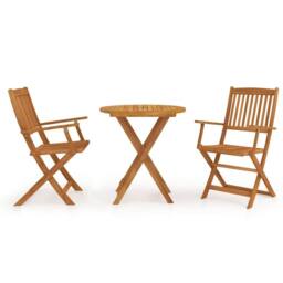 Berkfield Home 3 Piece Folding Garden Dining Set Solid Acacia Wood in Brown - thumbnail 2