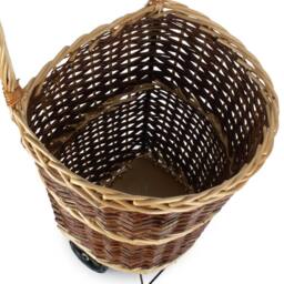 Red Hamper Wheeled Wicker Shopping Basket in Brown - thumbnail 4