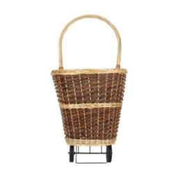Red Hamper Wheeled Wicker Shopping Basket in Brown - thumbnail 2