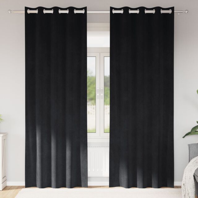 Berkfield Home Blackout Curtains with Eyelets 2 pcs Black Velvet - image 1