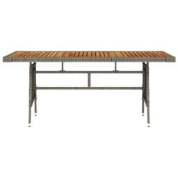 Berkfield Home Garden Table Grey 160x70x72 cm Poly Rattan & Solid Acacia Wood - Size: 160 x 70 x 72 cm - thumbnail 3