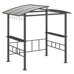 Gymax 248 x 150 cm Hardtop Grill Gazebo With Vented Polycarbonate Roof in Black - thumbnail 9
