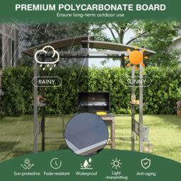 Gymax 248 x 150 cm Hardtop Grill Gazebo With Vented Polycarbonate Roof in Black - thumbnail 8