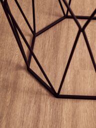 Orsina Octagon White Marble Side Table, Matte Black Stainless Steel Geometric Frame, Contemporary Accent Table - thumbnail 4