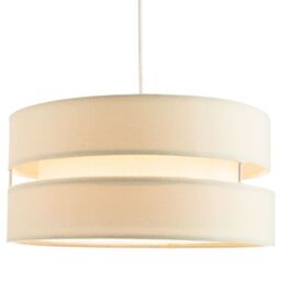 Happy Homewares Contemporary Linen Fabric Triple Tier Ceiling Pendant Light Shade in Cream - Size: 10 inches - thumbnail 2