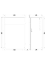 Balterley Alrewas Contemporary Floor Standing WC Unit, Gloss Grey, 600mm in Grey - thumbnail 2
