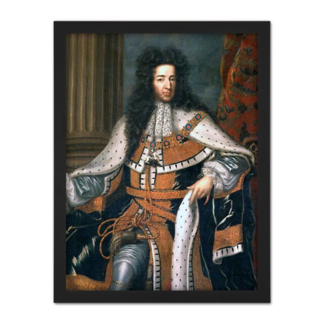 "Artery8 Wall Art Print Wissing Portrait King William III England Orange Painting Large Framed Wall Décor Art in Black - Size: W18"" x H24""" - image 1