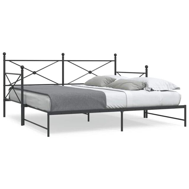 Berkfield Home Daybed with Trundle without Mattress Black 100x200 cm Steel - image 1