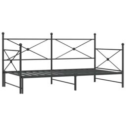 Berkfield Home Daybed with Trundle without Mattress Black 100x200 cm Steel - thumbnail 2