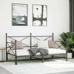 Berkfield Home Daybed with Trundle without Mattress Black 100x200 cm Steel - thumbnail 4