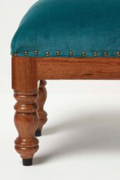 Homescapes Mable Velvet Rectangular Footstool in Green - thumbnail 5