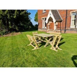 Churnet Valley Garden Furniture Ltd Ashcome Table Set Sits 6, 2 Bench & 4 Chairs - Set of Cushions Inc in Brown - thumbnail 4