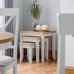 Cheshire Drumlanrig Contemporary Nest Of Tables in Elephant Grey & Oak in Light Oak - thumbnail 2