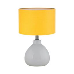 First Choice Lighting Set of 2 Tuscan - White Ceramic Lamps with Ochre Shade - thumbnail 2