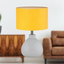 First Choice Lighting Set of 2 Tuscan - White Ceramic Lamps with Ochre Shade - thumbnail 6