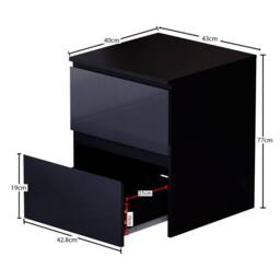 Home Discount Vida Designs Glinton 4Pc Bedroom Set(2Dr Bedsidex2, 5Dr Chest, Wardrobe) in Black - thumbnail 2