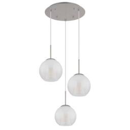 Netlighting Barry Cluster Pendant Nickel Matt Balls Opal Glass Shade 3x E27 in Grey - thumbnail 2