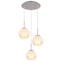 Netlighting Barry Cluster Pendant Nickel Matt Balls Opal Glass Shade 3x E27 in Grey - thumbnail 1