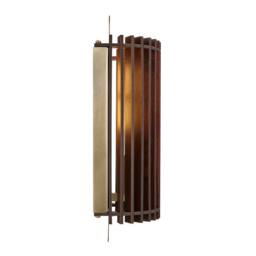 Industville Rift Slatted Wooden Wall Light - Dark in Metallic Gold - Size: Medium - thumbnail 4