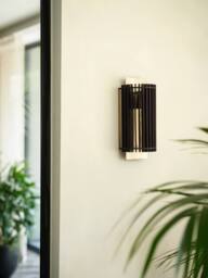 Industville Rift Slatted Wooden Wall Light - Dark in Metallic Gold - Size: Medium - thumbnail 3