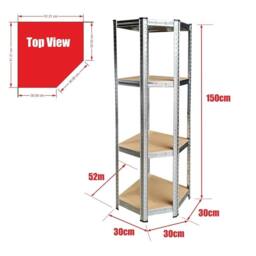 FLAVORA Galvanised Corner Storage Racking Heavy Duty in Silver - Size: 10000mm x 520mm - thumbnail 2