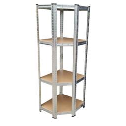 FLAVORA Galvanised Corner Storage Racking Heavy Duty in Silver - Size: 10000mm x 520mm - thumbnail 1