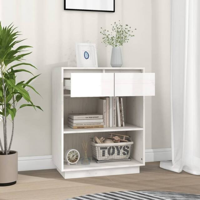 Berkfield Home Beautiful Console Cabinet White 60x34x75 cm Solid Wood Pine - Size: 60 x 34 x 75 cm - image 1
