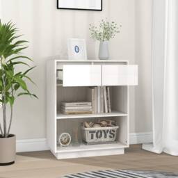 Berkfield Home Beautiful Console Cabinet White 60x34x75 cm Solid Wood Pine - Size: 60 x 34 x 75 cm - thumbnail 1