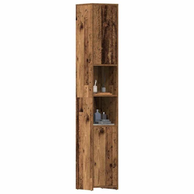 Berkfield Home Bathroom Cabinet Old Wood 30x30x183.5 cm Engineered Wood in Brown - image 1