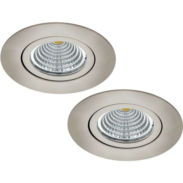 Loops 2 PACK Wall / Ceiling Recess Round Downlight Satin Nickel Spotlight 6W LED in Metallics - image 1