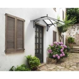 Palram Patio Cover Iris Door Awning Canopy 1780 Clear - Black - thumbnail 3