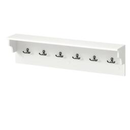 VOGREX Wooden Wall Coat Rack 80cm 6 Hooks in White - thumbnail 1