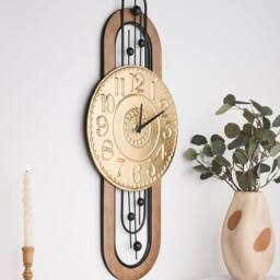 Wyld and Coco Heritage Home Wall Clock Gold Iron Black Spade Numerals 36 x 83cm - Size: 36 x 83 cm - thumbnail 1