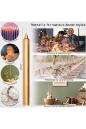 Deco Express Set Of 15 Taper Rustic Taper Candles in Gold - thumbnail 2