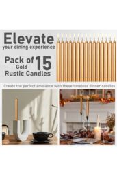 Deco Express Set Of 15 Taper Rustic Taper Candles in Gold - thumbnail 4