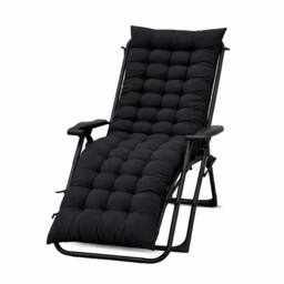 Nordara Sun Lounger Cushion Outdoor Recliner Chair Pad in Black - Size: 150 cm x 60 cm
