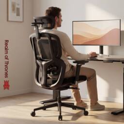 Realm of Thrones Comfortable Ergonomic Office Chair with Adjustable Features in Black - thumbnail 9