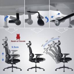 Realm of Thrones Comfortable Ergonomic Office Chair with Adjustable Features in Black - thumbnail 5