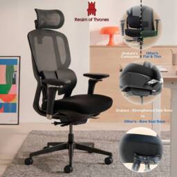 Realm of Thrones Comfortable Ergonomic Office Chair with Adjustable Features in Black - thumbnail 7