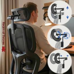 Realm of Thrones Comfortable Ergonomic Office Chair with Adjustable Features in Black - thumbnail 8