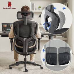 Realm of Thrones Comfortable Ergonomic Office Chair with Adjustable Features in Black - thumbnail 3