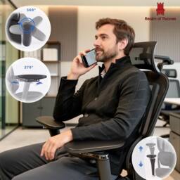 Realm of Thrones Comfortable Ergonomic Office Chair with Adjustable Features in Black - thumbnail 2