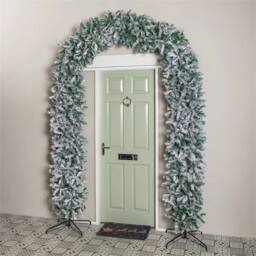 KORVIXA Single Door Snow Flocked Christmas Tree Arch in White - Size: 200 cm x 45 cm - thumbnail 2