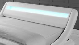 Home Detail DISCONTINUED Galaxy LED White Faux Leather Bed - Size: Double - thumbnail 2