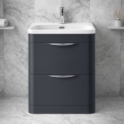 Balterley Wave 600mm Floor Standing 2 Drawer, 1 Tap Hole Ceramic Basin Dark Grey - thumbnail 6