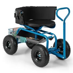 Gymax Rolling Garden Cart Scooter Heavy-Duty Gardening Cart With Swivel Seat in Blue - thumbnail 1