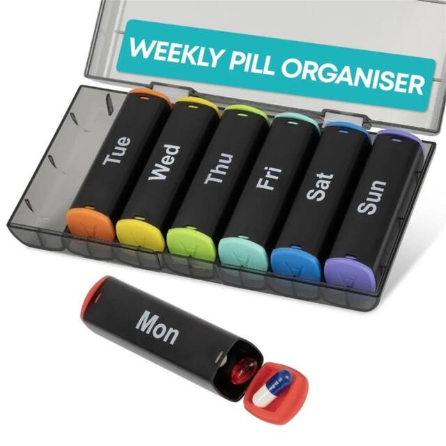 Kelvenix Black- Weekly Pill Organiser 7 Day Morning Evening in Black - Size: 500mm - image 1