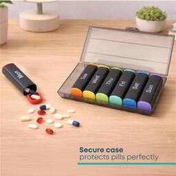 Kelvenix Black- Weekly Pill Organiser 7 Day Morning Evening in Black - Size: 500mm - thumbnail 3